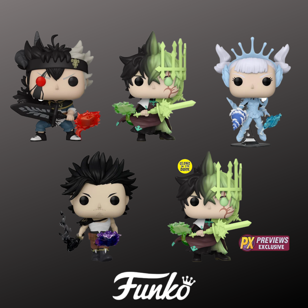 Black Clover Wave 2 - Funko Pop! Vinyl Figure - Common Bundle Plus Yuno (Spirit of Zephyr) GITD PX Exclusive